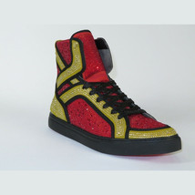 Mens High Top Shoes By FIESSO AURELIO GARCIA ,Fancy Rhine stones 2402 Red Gold image 2
