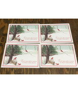 Vintage winter scene cardinal bird trees unused matching Christmas cards  - £15.63 GBP