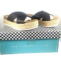Soda Shoes Criss Cross Slides Sandal Black 1in Platform Womens 6 - £17.57 GBP
