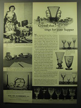 1950 Val St. Lambert Crystal Ad - Crystal that sings for your supper - £14.73 GBP