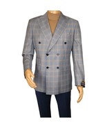 Men's Mono Double Breasted Blazer Super 180s Wool 1523-02 Blue Brown Plaid - €216,45 EUR Men's Mono Double Breasted Blazer Super 180s Wool 1523-02 Blue Brown Plaid - €216,45 EUR