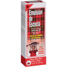 Emulsion De Escocia Cherry Cod Liver Oil Liquid Aceite Bacalao Vitamin A, D &amp; E - £7.15 GBP