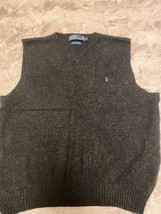 Polo Ralph Lauren Dark Charcoal Gray 100% Lambs wool V-Neck Sweater Vest... - $46.71