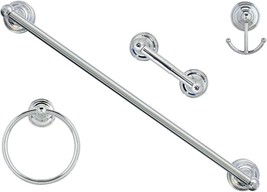 MODONA Viola 4-Piece Bathroom Hardware Set Towel Bar Hook Ring Polished ... - $44.05