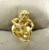 Dirty Monkey Tie Tack Lapel Pin Vintage Adult Humor Gold Tone - £38.91 GBP