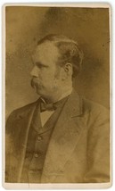 CIRCA 1870&#39;S CDV Profile Handsome Man Mustache Suit &amp; Tie Weston Bangor, ME - £9.66 GBP