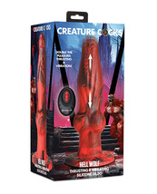 Creature Cocks He*l-W*lf Thrusting &amp; Vibrating Silicone Dildo - Black/Red - £87.72 GBP