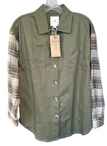 Thread and Supply Women&#39;s Shackets Jacket Top 100% Cotton XS S Olive Tan... - £23.63 GBP