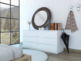 60" White Six Drawer Double Dresser - $9,627.95 MXN