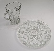 Anchor Hocking Star of David 13&quot; Cupped Cake Appetizer Platter And Pitcher - £34.75 GBP