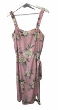Two Palms Sundress Made in Hawaii Pink Tropical Floral Rayon Smocked Back M - £25.60 GBP
