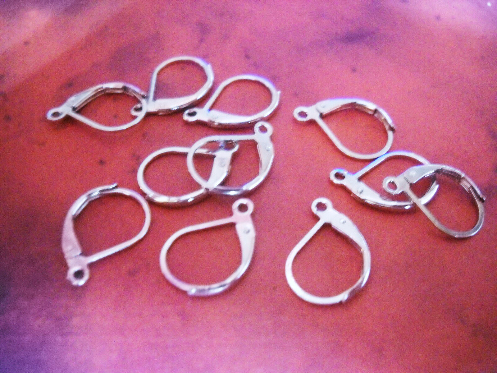 6 Leverback Earring Findings Shiny Silver Tone Lever Earring Wires Ear W... - $5.68