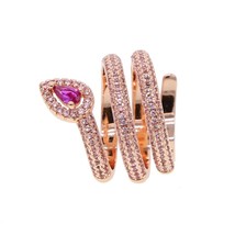 Multi wrap women ring micro pave white pink cz silver color rose gold filled spa - £14.54 GBP