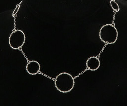 925 Sterling Silver - Vintage Shiny Open Circle Twist Chain Necklace - NE3761 - £59.68 GBP