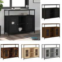 Industrial Wooden Large Sideboard Storage Cabinet Unit With Glazed Displ... - $129.61+