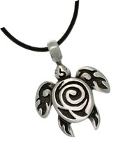 Jewelry Trends Pewter Sea Turtle with Tribal Spiral Unisex - £87.87 GBP