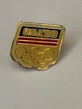 Vintage USA &#39;88 Olympics Pin Back Red Blue Gold Collectible Pin - £3.14 GBP