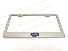 3D Ford Oval Logo Badge Emblem Stainless Steel Chrome Metal License Plate Frame  - $23.13