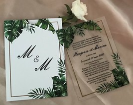 Palm Leaves Acrylic Wedding Invitation,Custom 10pcs Acrylic Birthday Invite - £25.57 GBP+
