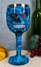 Ebros Thor Blue Lightning Thunder Bolt Rocker Skull Face Wine Goblet Chalice - £19.28 GBP