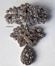 Antique Victorian Rose cut Diamond And Silver 2 in 1 Brooch, Art Deco Brooch - £390.13 GBP