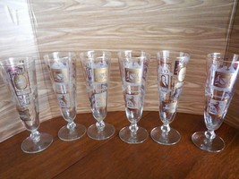 Vintage Libbey Gold &amp; White Embossed &quot;Inns &amp; Pubs Signs&quot; Pilsner Glasses - £15.53 GBP