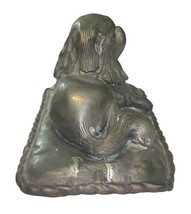 Vintage Pekingese Dog Sculpture Cast Metal Bronze Tone Heavy Statue 11lb+ image 7