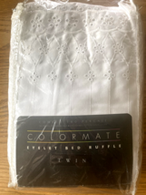 COLORMATE Eyelet Bed Skirt Dust Ruffle Embroidered Details, Twin, White ... - $24.95