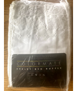 COLORMATE Eyelet Bed Skirt Dust Ruffle Embroidered Details, Twin, White ... - $24.95