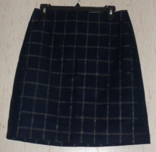 Nwt Womens $69 Banana Republic Navy Blue W/ Silver &amp; Gold Plaid Skirt Size 4 - £25.59 GBP