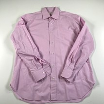 Brioni Dress Shirt Mens L 16 Pink Finely Checkered Collared Button Down - £28.93 GBP