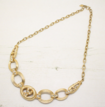 Vintage Signed Sarah Coventry Cov Gold Abstrat Link Crystal NECKLACE Jew... - £33.25 GBP