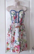 Kandy Kiss Strapless White Floral Print Dress Blue Women&#39;s Jr. Sz 11 NWT... - $369.58 MXN