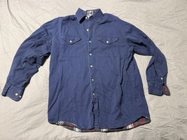 Coleman Outdoors Shirt Men’s Medium Navy Blue Flannel Lined Button Long ... - $24.97