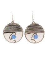 925 Sterling Silver Vintage Earrings Roped Semi Circle Beaded Moonstone ... - €75,57 EUR