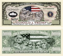 Donald Trump Mt Rushmore Collectible 25 Pack 1 Million Dollar Bill Novelty Notes - £11.21 GBP