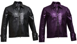 Mens Alligator Style Black Purple Biker Motorcycle Faux Synthetic Leathe... - $107.66