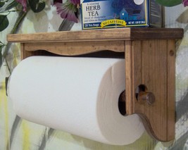 Paper towel holder shelf wall solid wood Early American apron - $66.95