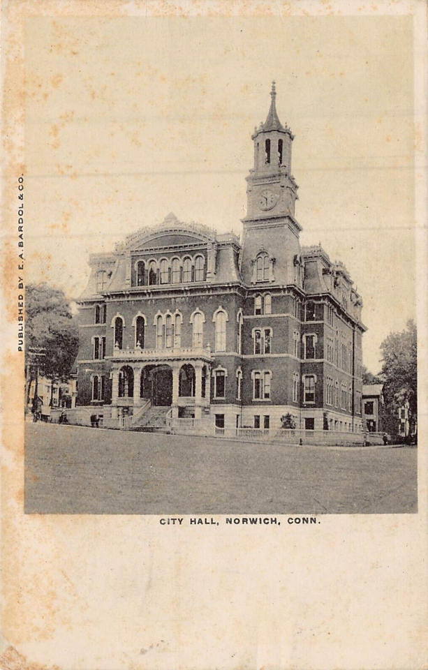 Primary image for NORWICH CONNECTICUT CT~CITY HALL~1906 E A BARDOL PUBL POSTCARD