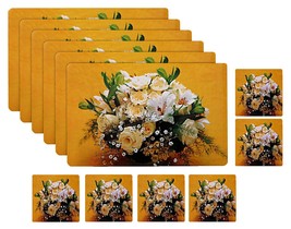  Flower Printed PVC Stain Resistant, Anti-Skid, Waterproof Placemats 6 Pcs  - £21.05 GBP