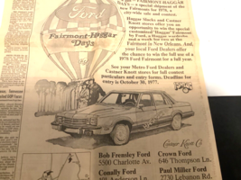 Vintage Print Ad Ford Nashville October 3,1977 Elvis Newspaper Article - £5.49 GBP
