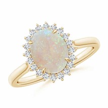 ANGARA Classic Oval Opal Floral Halo Ring for Women, Girls in 14K Solid Gold - £833.87 GBP