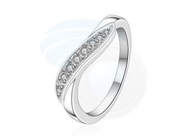 Size7 Brass Silver Plated Zircon Crystal Ladys Women Girls Party Ring - £6.70 GBP