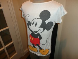 Vtg 90&#39;s Disney 2 Sided White Mickey Mouse Womens Cut T-Shirt Sz M Rare ... - $36.68