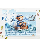 Ahoy It&#39;s a Boy, Bear Sailing, 30pce Wooden Puzzle, Baby Announcement - £28.32 GBP