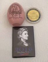 Clinton White House Easter Pink Egg 2000 + Hillary 2016 Campaign Button Democrat - $29.25