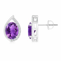 ANGARA Natural Amethyst Oval Stud Earrings for Women, Girls in 14K Gold (8x6MM) - £679.83 GBP