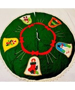 46" Vintage Handmade Felt Applique Christmas Tree Skirt Santa Reindeer - $44.31