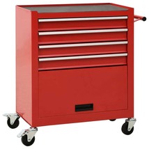 Tool Trolley with 4 Drawers Steel Red - £118.35 GBP