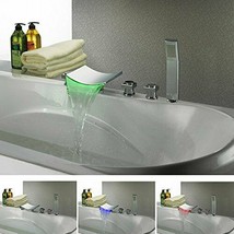 Chrome LED Waterfall Bathroom Sink Faucet Sink Mixer Tap Deck Mounted - £243.73 GBP